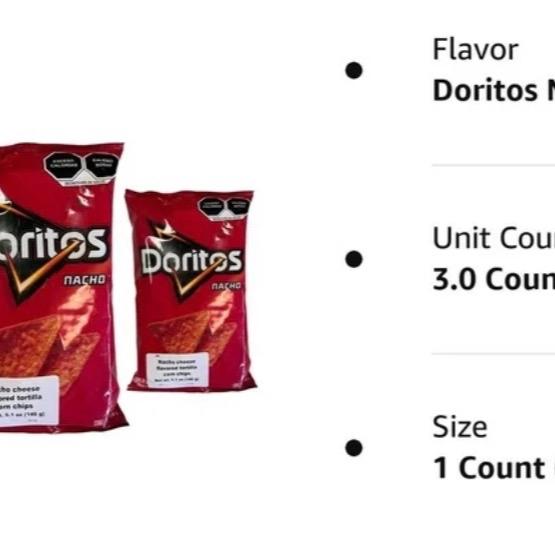 Sabritas Doritos Nacho 146g Box with 3 bags papas snack Mexican Chips