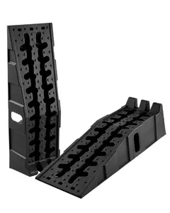 Garvee Upgraded Car Ramps, 12000lbs GVW, Heavy Duty, 2 Pack, Low Profile Plastic, 8.6 Inch Lift Height, 17° Incline, Anti-Slip Surface, Stackable, Portable with Handles, Black, For Vehicle Maintenance and Oil Change