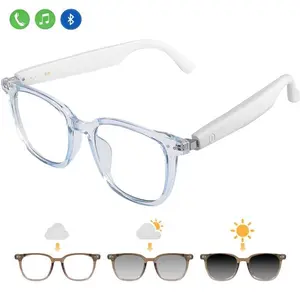 Smart Bluetooth Glasses with Auto-Tinting Polarized Lenses, Built-in Speakers & Mic, Blue Light Blocking