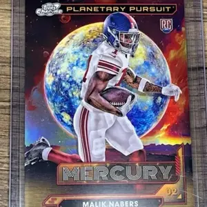 Topps Chrome Cosmic Planetary Pursuit RC Malik Nabers Mercury 02 Football Trading Card