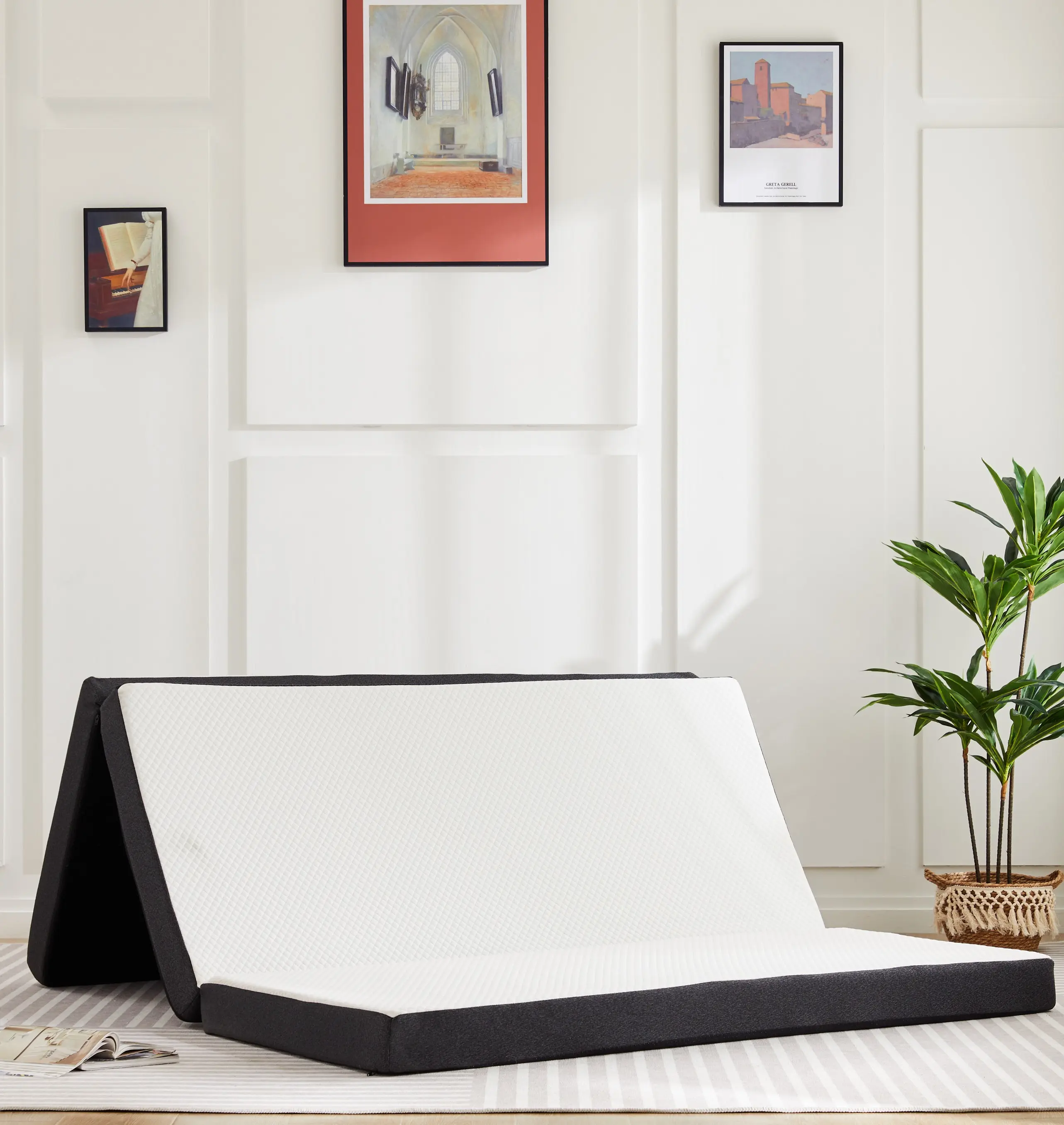 Sweet Furniture S Foldable Memory Foam Mattress Topper - Foam Gel, Cooling, Comfortable Fold-Out Mattress Topper with Washable Cover for Camping, Guests, Foam Gel Mattresses, Cooling Mattresses