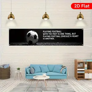 2D Flat Banner Featuring a Soccer Ball on The Grass, Beautifully Designed for a Large Yard, Suitable for Birthday Parties And Anniversary Celebrations, Serving As an Outdoor Backdrop with Promotional Slogans