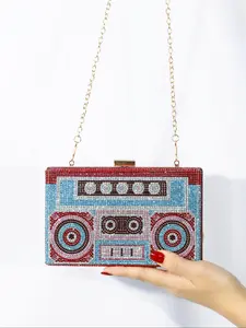Women's Vintage Cassette Tape Design Evening Bag, Embellished Clutch, Fashionable Handbag for Party, Trendy All-match & Exquisite Bag for Birthday Gift, Elegant Purse
