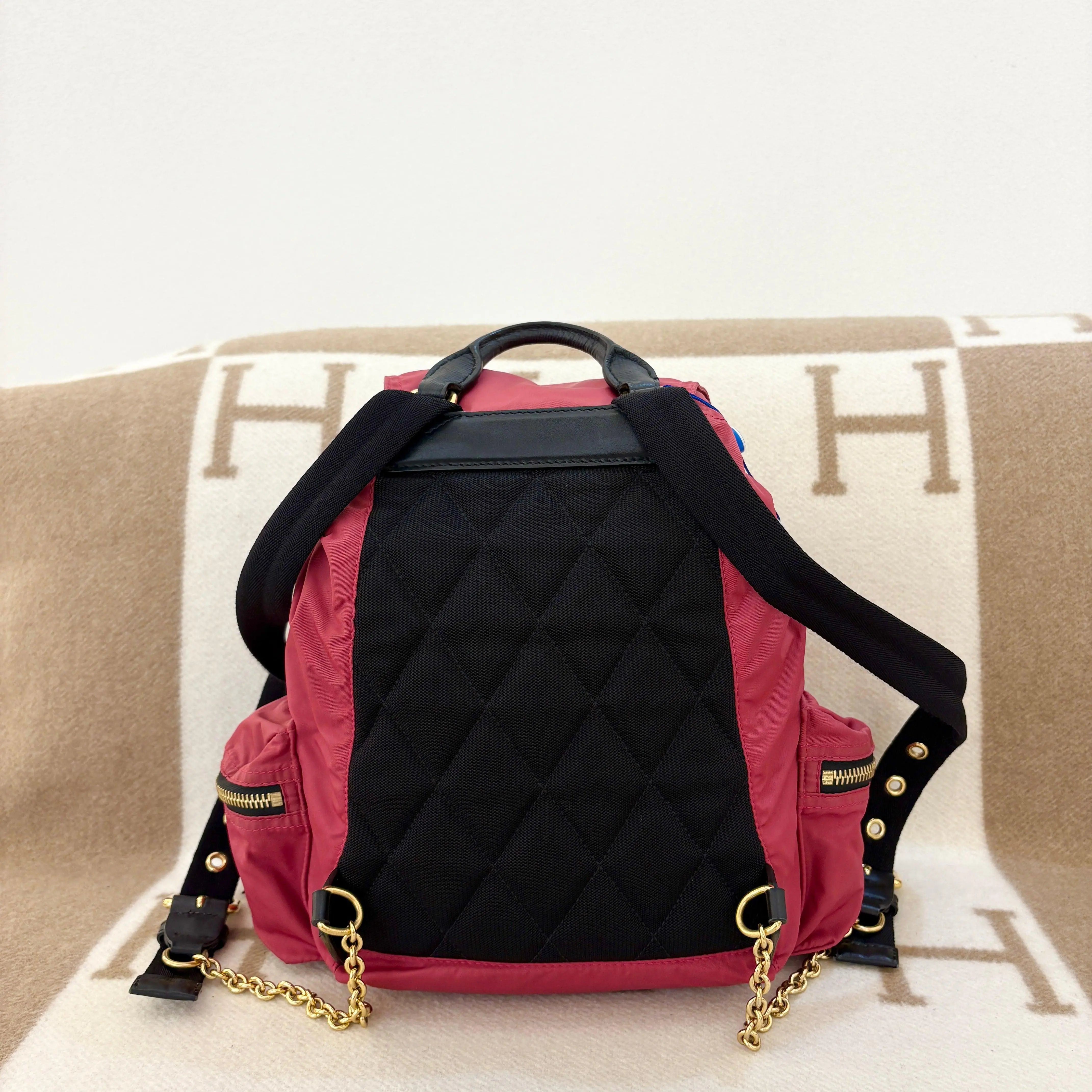 Quilted Burgundy Backpack with Black Flap and Gold Accent Black Quilted Chevron Backpack for Women Gold Hardware  main image 4
