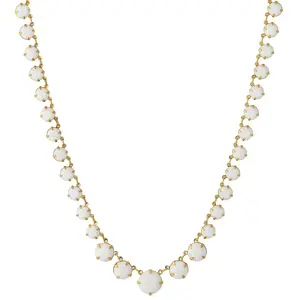 1928 Jewelry Graduated Round White Austrian Crystal Collar Necklace 16" + 3" Extender