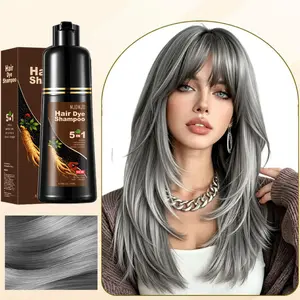 Silver Gray Hair Dye Shampoo 5-in-1, Natural Hair Color for Men & Women, Long-Lasting Silver Gray Coverage, Easy Home Use, 200ml