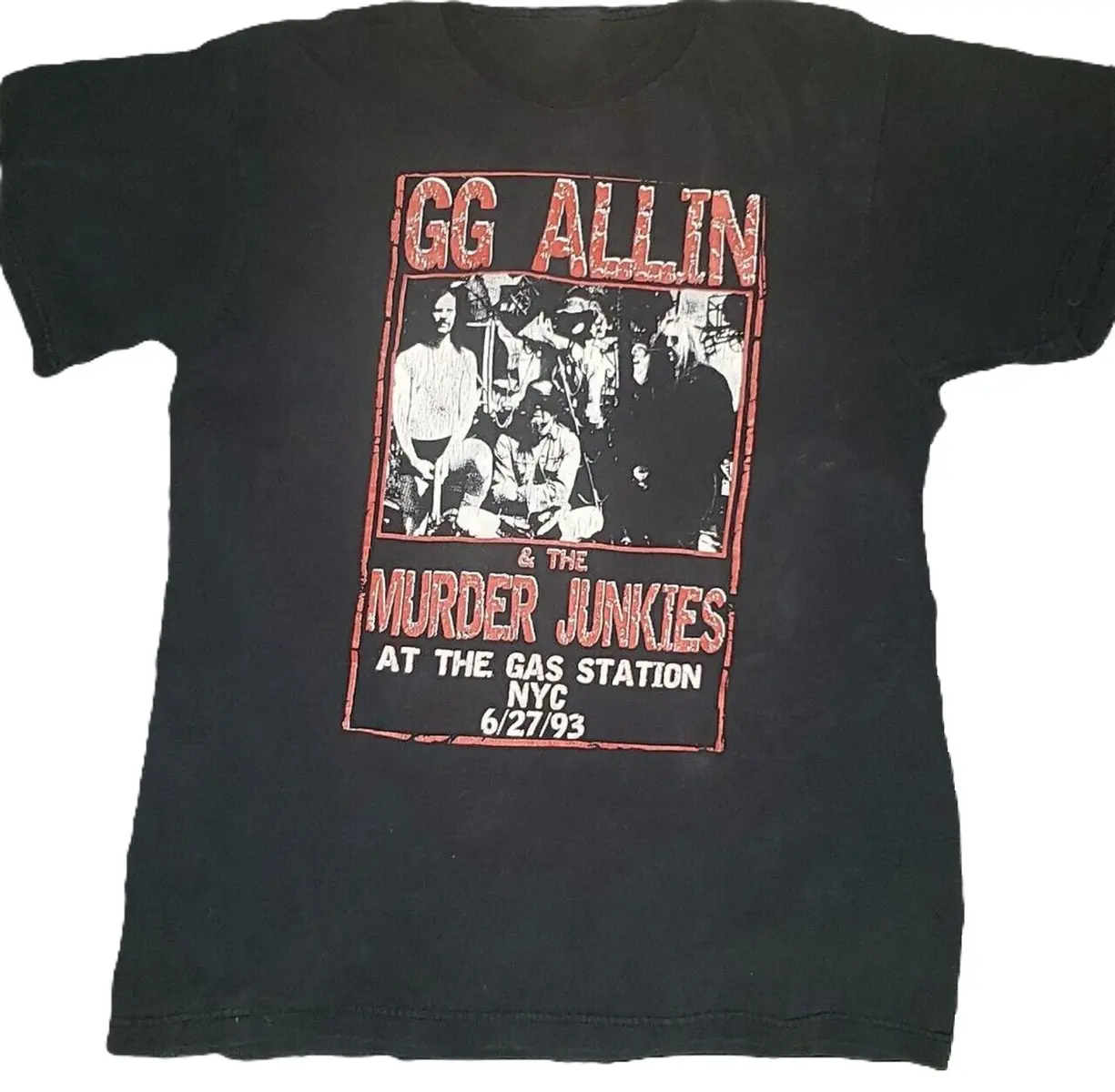 1993 GG ALLIN AND THE MURDER JUNKIES T-Shirt Classic Black Unisex Cotton Tee