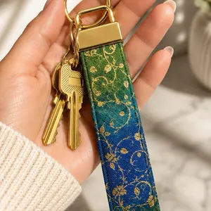 Floral Keychain with Gold Hardware - Elegant Design for Everyday Use