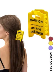 Funny Overstimulated Caution Sign Hair Claw Clip, Unique Design for Women & Girls, Perfect Accessory for Daily Use, Hair Clip Set