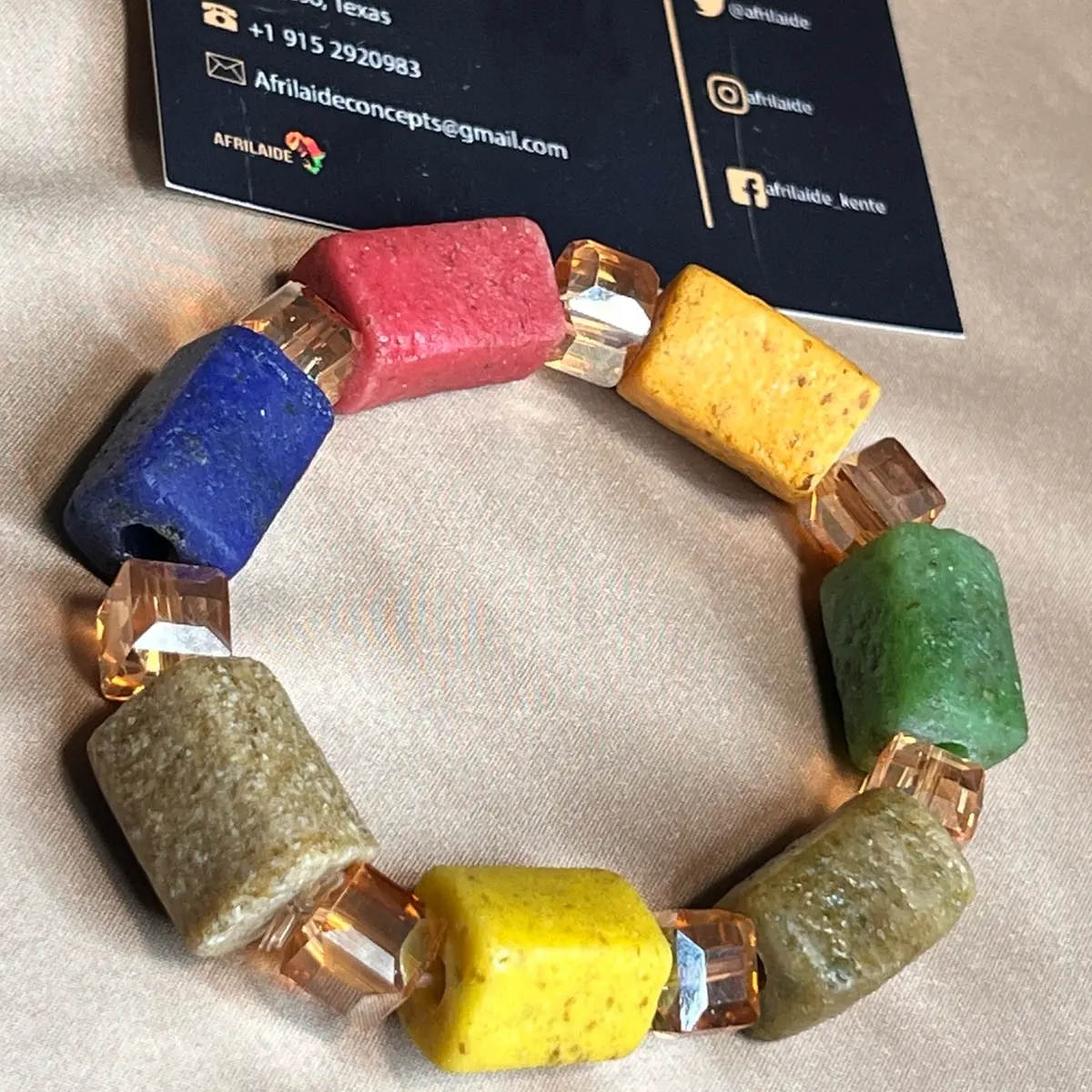 Adwoa Multi- Colored Hard Stone Bead Bracelet - Bold & Graceful Design for Everyday Wear & Special Occasions - Afrilaide Keepsake Pouch Included
