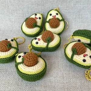 Handmade crochet, Exquisite Compact Unique Crochet Avocado Gifts & Delicate Chubby Doll Ornaments for Indoor Tables and Home Decor，under $5