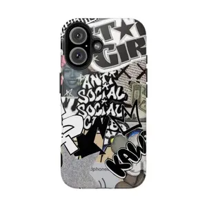 Aesthetic Anti Social Club Kaws Bear Graphic Tough Phone Case, Kaws Bear Colorful Graphic Tough Phone Case