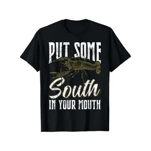 BDHJYDB Men'S & Women'S Heavyweight 180gsm T-Shirt| Funny Crawfish Graphic Tee with "Put Some South in Your Mouth" Saying - Louisiana Cajun Cooking Shirt for Mardi Gras, BBQs, Crawfish Boils - Soft Brea.jpg Same Style for Men and Women 2025 Summer Short-