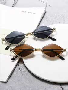 Unisex Half-Rim Metal Vintage Simple Glasses, Trendy Styling Sunglasses, Modern Trendy Sunglasses, Personalized Flat Lens Eyewear, Fashionable Unisex Eye Decor, Uv400 Protection