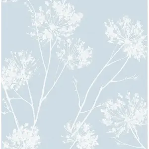 NextWall One O'Clock Botanical Peel and Stick Wallpaper Light Blue: Removable, Self-Adhesive, Washable, 30.75 Sq Ft Coverage