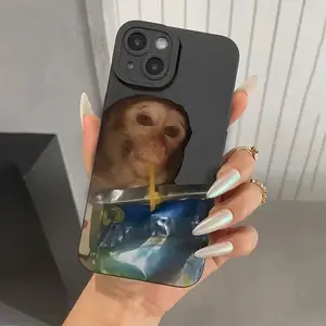 iPhone 16 Pro Case, Monkey Drinking Juice Phone Cover For iPhone 16 Cases iPhone 11 12 13 14 15 Pro Max XS XR X 7 8 Plus Shockproof Silicone Cover