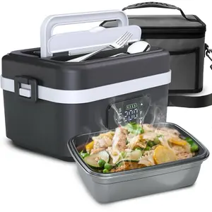 Heated Lunch Box for Adults 16000mAh - Electric Lunch Box with 6 Temp Levels, Rechargeable Portable Food Warmer Box, Leak-Proof 1L Hot Lunch Heater with Timer, Phone Charger, Insulated Bag
