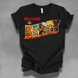 Welcome To Derry Unisex T-Shirt - Black Crew Neck Short Sleeve with Bold Lettering and Graphic Design Streetwear Tshirt Top Womenswear Casual Crewneck Shortsleeve Summer
