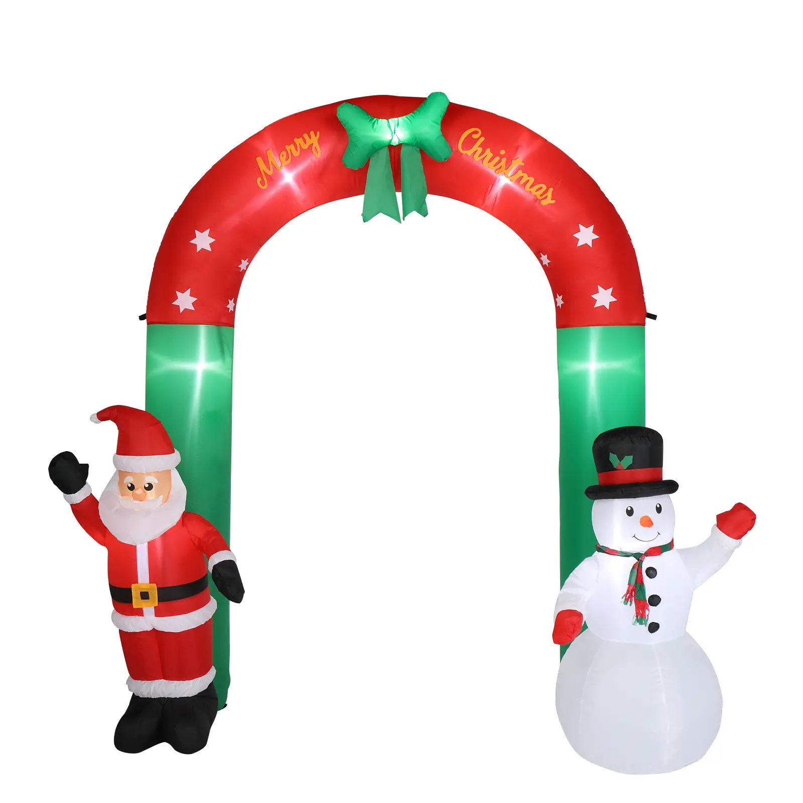 Giant 8ft Inflatable Christmas Arch - Santa & Snowman with 7 LED Lights for Magical Yard & Garden Displays