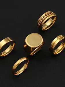 Men's Fashion Ring Set Vintage Style, Stackable Rings, Stacking Rings, Hip Hop & Punk Accessories, Trendy Jewelry, Perfect Gift, 5-Piece Jewelry Collection