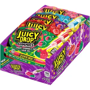 Juicy Drop Gummies 16 ct. - Sweet and Chewy Gummy Candy with Sour Gel with Mixed Fruits Flavors - 16 Count Pack Snack Bonbon