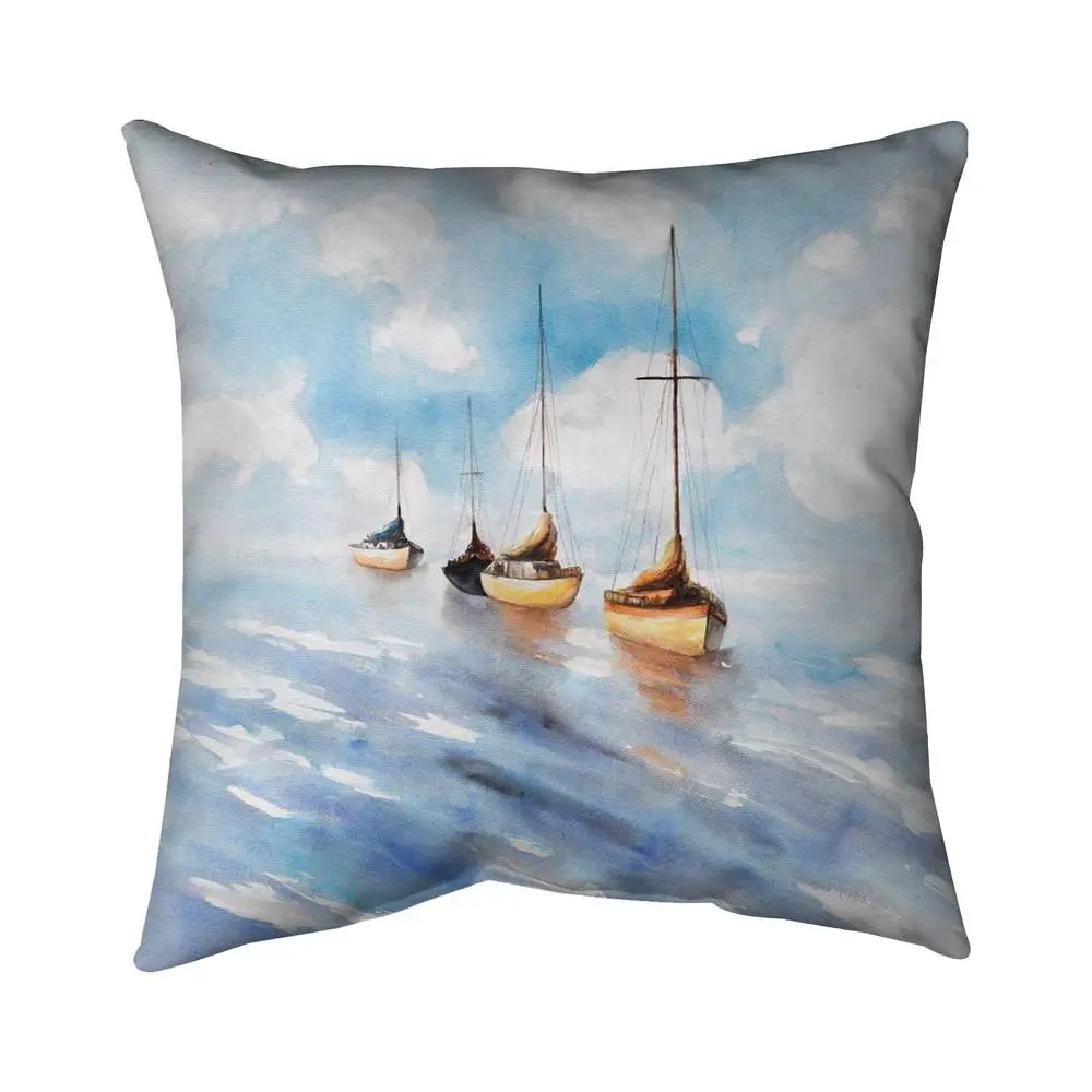 360 stand Nautical Decorative Pillow, 16x16 in Standard Size, Coastal Blue Sailboats-in-Sea Vibrant Print, Durable Soft Padded Durable Cushions with Polyester Fill, Ocean Themed Bedroom Decorative Accessories, Home Textile, Soft Padded Cushion, Coastal Th