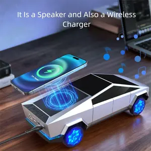 2-in-1 pickup truck model Bluetooth Speaker and Magnetic charging,USB TF card support, AUX input, FM radio, and TWS pairing,Cool glowing design,Party,great birthday gift.