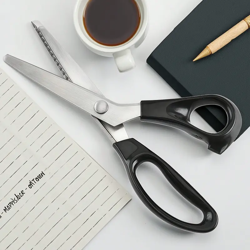 Heavy-Duty Stainless Steel Scissors, Triangular Serrated Teeth, Sharp No-Snag Fabric Cutting Scissors for Cloth Lace Paper