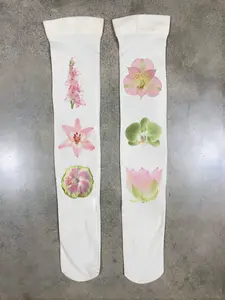 Over-The-Knee Socks Pantyhose Y2K Cartoon Plant Floral Flower Print Leggings, Fashionable Summer Style, Happy Socks, 1 Piece
