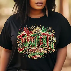 Comfort Colors®  Juneteenth 1865 Shirt, Black History Month Tee, African American Pride Shirt, Freedom Day Shirt, Not Real Rhinestones K80