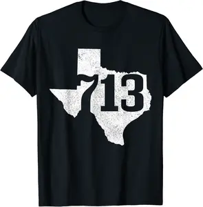 Houston 713 Area Code Texas State Map Pride Vintage T-Shirt - Sabrinasmitl Shop 84B0B1NRJRWC