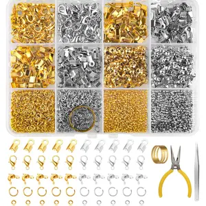 1273 Packs Handmade Chain Clasp Set Including Climbing Buckles, Clips, Wrapping Buckles, Connectors, Fixing Beads, Tweezers, Rings, Pliers Bracelet Buckles Kit for Your Friends, Family Members, Craft Lovers