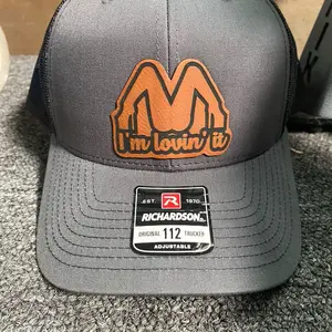 I’m loving it leather patch hat SnapBack,laser engraved, cheap, sale, Richardson 112