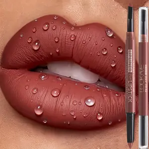 Dual Use Lip Color Matte Lip Liner Makeup Set Waterproof Long Lasting Lipstick Pencil Non Stick Cup Glossy Smooth Lip Tint Easy To Use Beauty Cosmetic