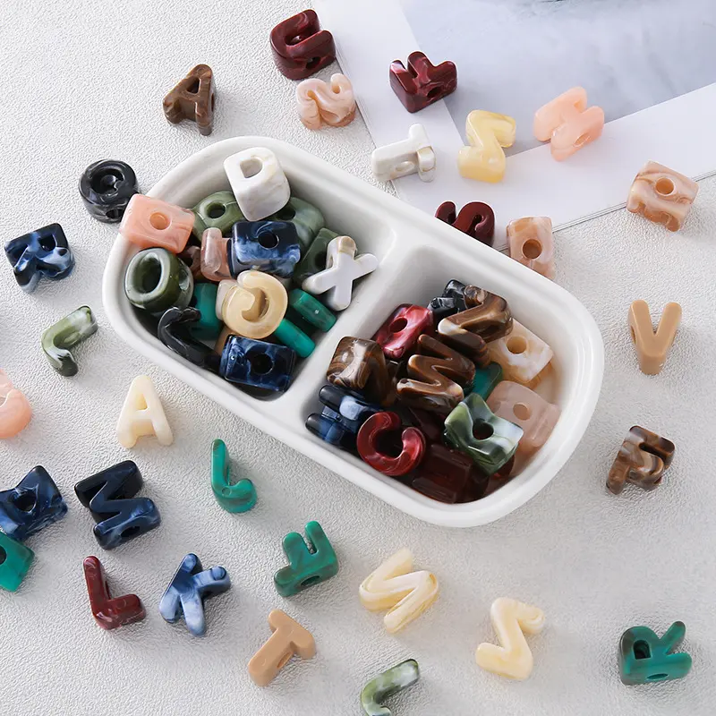 60PCS Marble-pattern letter beads, Large Hole Acrylic Alphabet Beads for Bracelet Making DIY Jewelry Crafts, Personalized Name Keychains