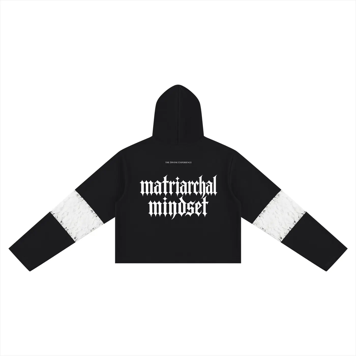 MATRIARCHAL MINDSET Women’s Cropped Lace-Panel Hoodie