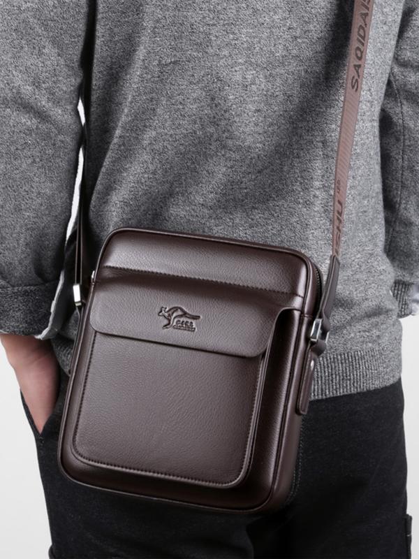 Men's Square Crossbody Bag, PU Leather Shoulder Bag, Stylish Casual Chest Messenger Bag, Durable and Versatile Accessory for Daily Use, Belt Shoulder Bags