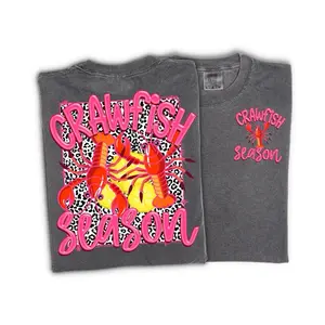 Crawfish Season Preppy Tee - Women's Top with Colorful Graphic Design and Short Sleeves - Womenswear Tshirt Everyday Comfort Casual