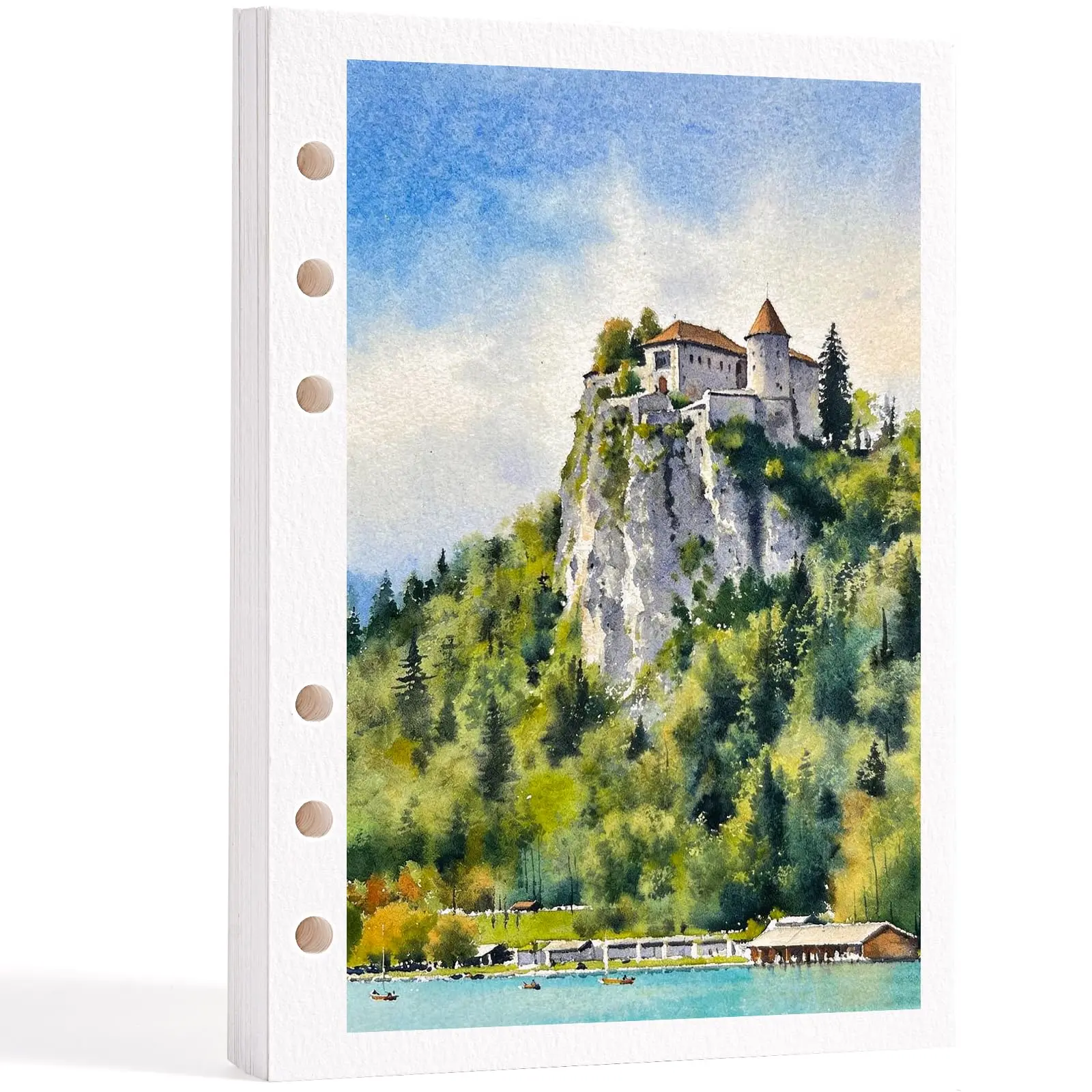 Fuumuui 300GSM Cotton Fiber Watercolor Paper Refills - 20 Sheets, 4.9x6.9in, Acid-Free Cold-Pressed, Medium Thickness, for Sketchbook for Drawing, Finger Paint, Charcoal, Dry Media, Collage, Beginners (Office Stationery Art Supplies)