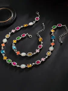 Elegant Necklace Bracelet Set, Unisex Fashion Jewelry, Perfect Gift for Special Occasions, Shiny Accessories for Couples, Birthday, Anniversary