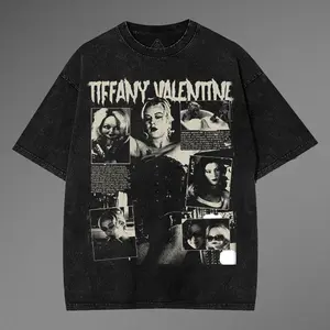 Tiffany Valentine Washed T-shirt Movie T-Shirt Fashion Cotton Full Size Full Colors Tshirt Crewneck US Cotton Year-round Comfort with Boxy Fit