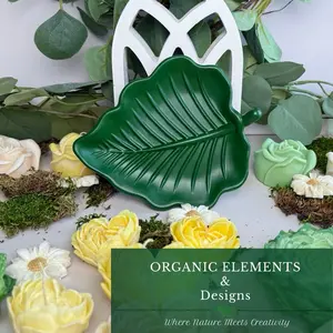 Eco Friendly Leaf Tray - Green Clay with Leaf Design, Versatile for Home Decor, Sustainable and Eco-Friendly - Plates