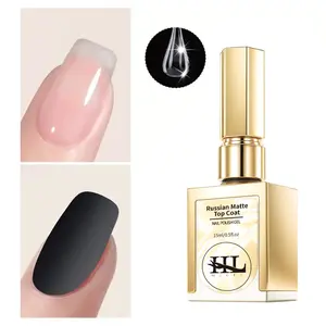 Russian Matte Gel Top Coat, 1 Count Non Sticky Manicure Top Coat, Make Design & Nails Art Easy, No Wipe Top, for LED/UV Nail Art