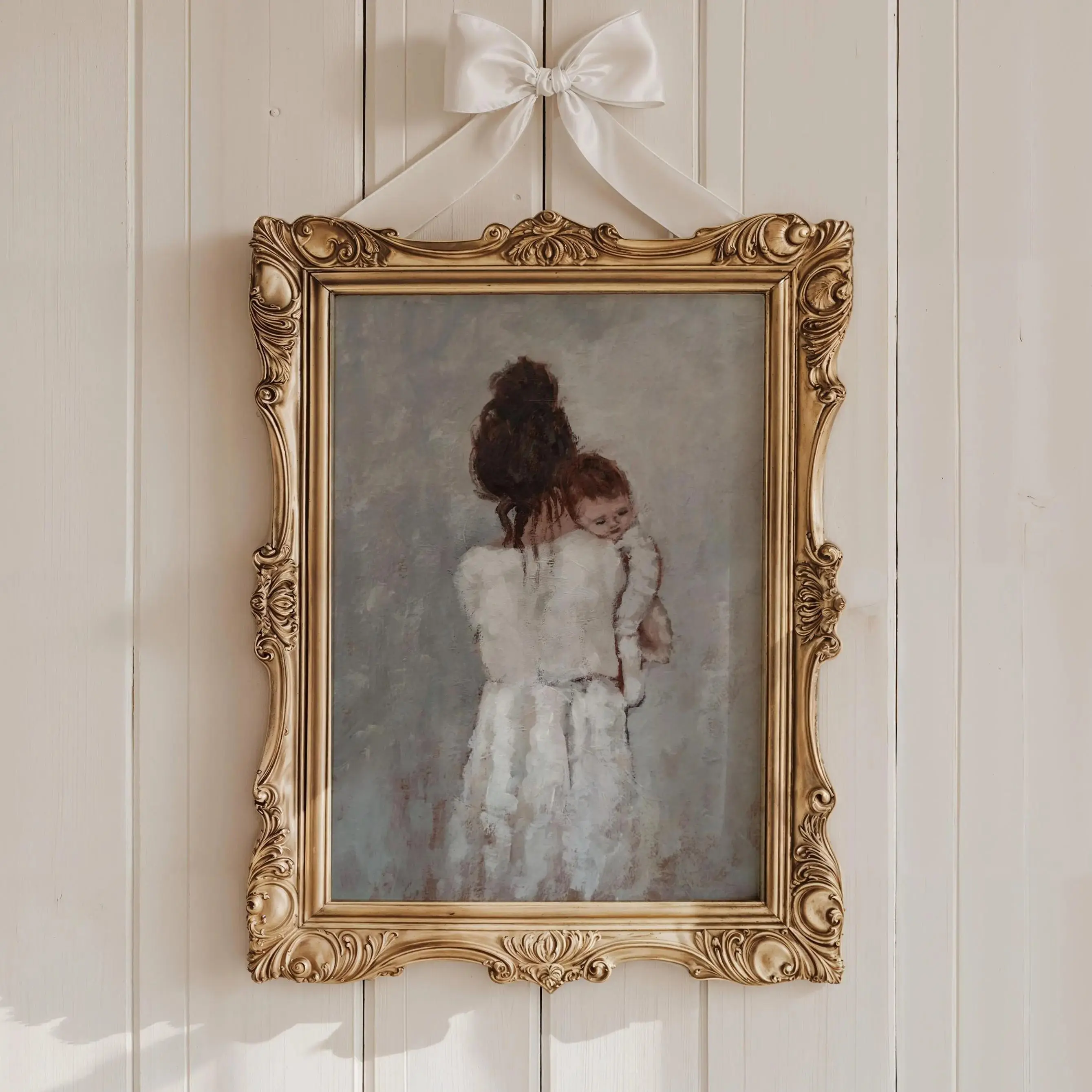 Mother and Child Art Print_ Motherhood Painting Poster in Neutral Colours