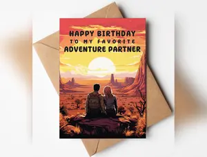 Katie Doodle  - Birthday Card for Husband / Boyfriend / Girlfriend / Wife (Pop-Art) with Envelope