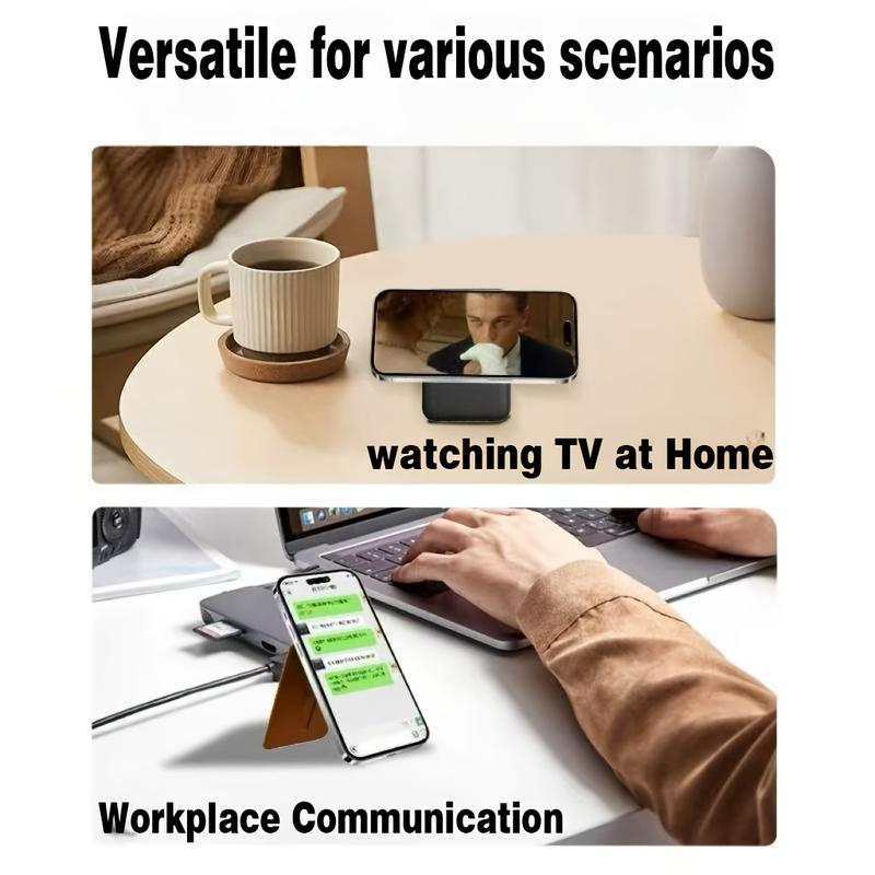 MagSafe Wallet, Card Holder Fit 1-2 Cards, Strong Magnetic Phone Stand with Angle Adjustment, Vegan Leather Phone Wallet for iPhone 17/16/15/14/13/12 Series, Orange Blank Brown White Pink