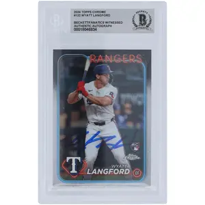Wyatt Langford Texas Rangers Autographed 2024 Topps Chrome #122 Beckett Fanatics Witnessed Authenticated Rookie Card - Fanatics Authentic Certified