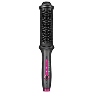 NOVUS Ionic Hair Straightener Brush, 4 Temps & 30s Heating & Auto-Off, Anti-Scald Ceramic Straightening Comb Fast Heating for Home Salon, Less Frizz & Smoother Hair for All Hair Types Black