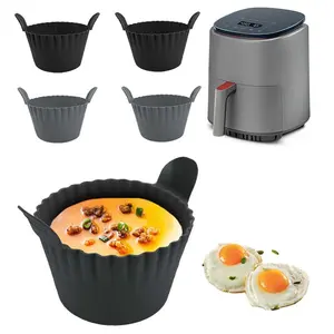 6pcs silicone kitchen reusable silicone baking cups, non-toxic, BPA-free, dishwasher safe, regular, matte black, perfect for muffin cakes, bread, baked eggs