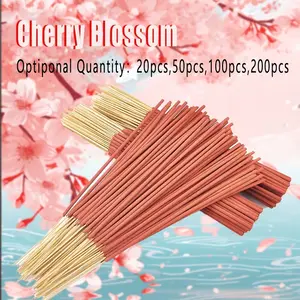 Spring Cherry Blossom Scented Stick, 8.66 Inches with Bamboo Stick, Gentle Fragrance for Bedroom, Study Room, Tea Room